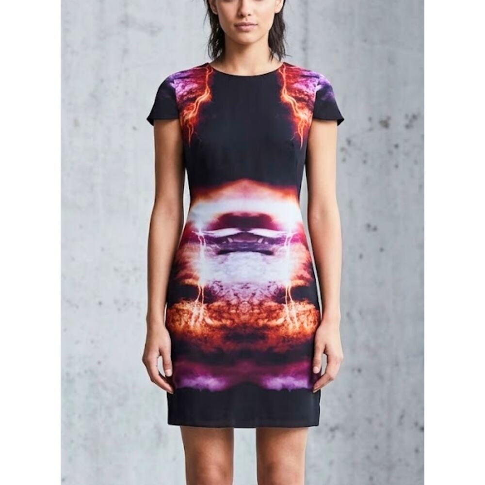 MCQ by Alexander McQueen Black Silk Cap Sleeve Dress – IT 42 / US 6